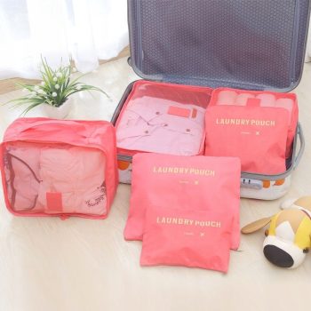A set of travel organizers for a suitcase Pink